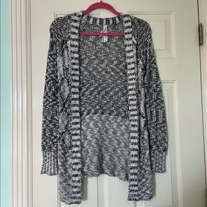 Aeropostale Black and White Heathered Cardigan